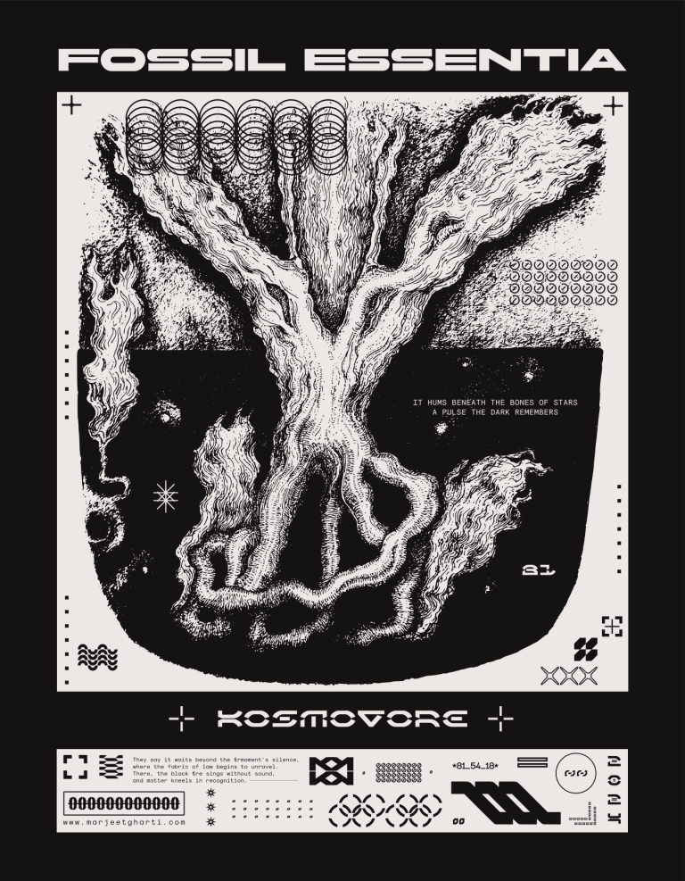 Kosmovore is a Fossil Essentia merch design, official merchandise of Marjeet Gharti