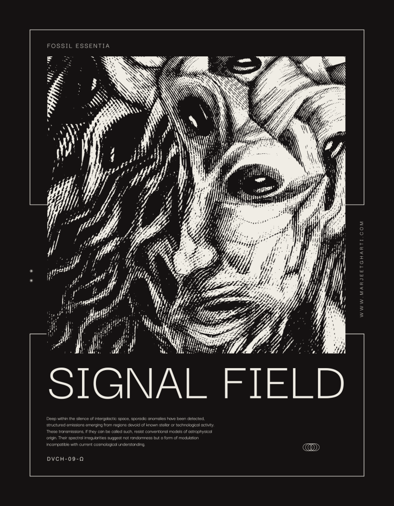 Signal Field is an aesthetic design from original pen drawing of the same name by Marjeet Gharti for Fossil Essentia project