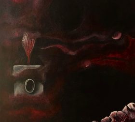 "Gateways", acrylics on canvas, 43.2cm x 55.8cm, 2017 "Gateways", an ethereal, contemporary painting by Marjeet Gharti, based in Kathmandu