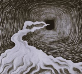 "Void Howling", ink and acrylics on paper, 2023 'Void Howling', an ethereal drawing by Marjeet Gharti, a Nepal born artist. For sale at affordable price.