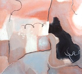 "Gradient Descent", acrylics on canvas, 38.5cm x 51cm, 2024 'Gradient Descent' an abstract painting by Marjeet Gharti, abstract painting for sale in Kathmandu