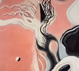 "Lateral Forms" acrylics on canvas, 40.3cm x 60.2cm, 2024 'Lateral Forms', a modern art-inspired painting by Marjeet Gharti, is for sale in Kathmandu.