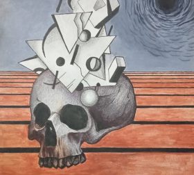 "Omniform" acrylics and ink on paper, 22.6cm x 25.6cm, 2017 'Omniform' a painting by Marjeet Gharti, a Nepali artist